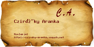 Cziráky Aranka névjegykártya