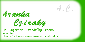 aranka cziraky business card